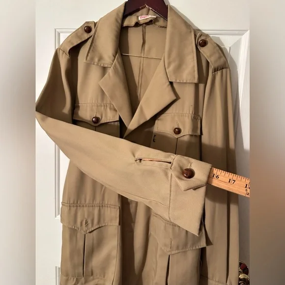 LEVI’s Men’s L 60’s Vintage Khaki Belted Safari Twill Field Utility Jacket CLEAN - Picture 15 of 16